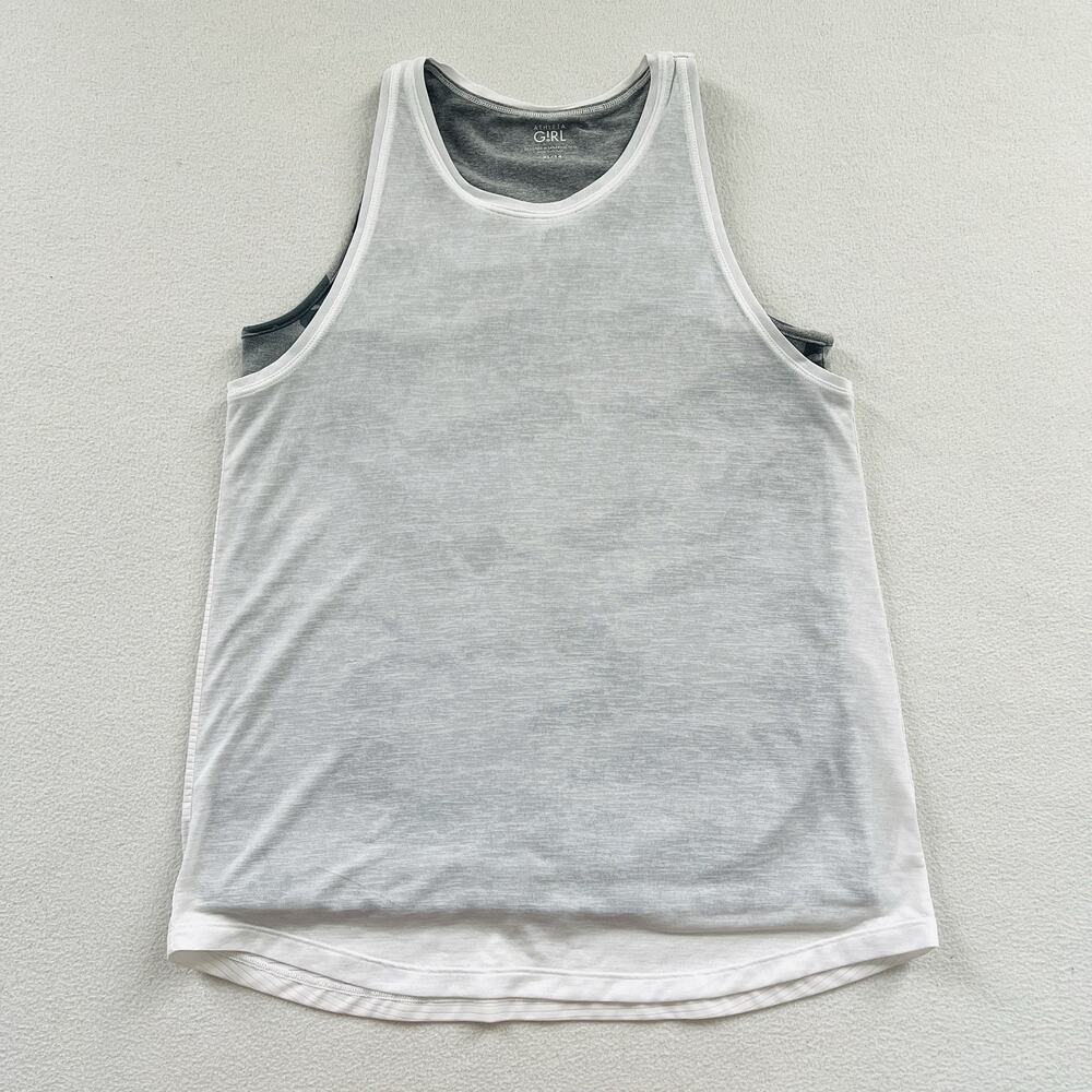 Athleta Girl Camo Lux Dark Grey Double Layer Tie Breaker Tank Top 531270 XL 14